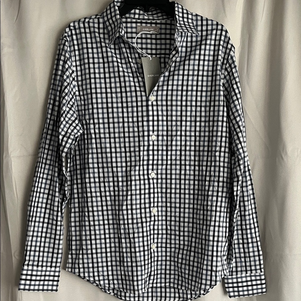 NWT Everlane Blue Plaid Long Sleeve‎ Buttown Down Shirt Size Medium